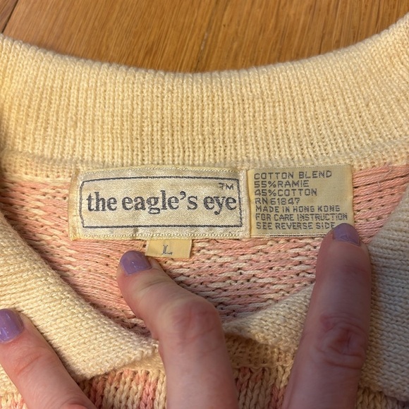 Vtg Eagle’s Eye Sweater Collared Cottagecore Granny Floral Size Large - Picture 3 of 5